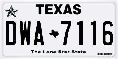 TX license plate DWA7116