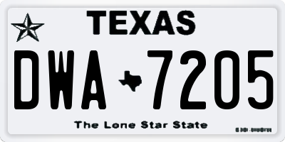 TX license plate DWA7205