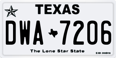 TX license plate DWA7206