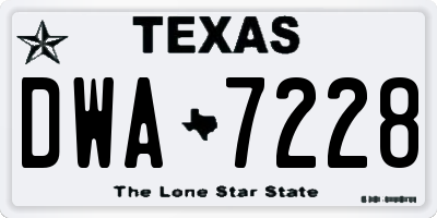 TX license plate DWA7228