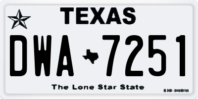 TX license plate DWA7251