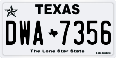 TX license plate DWA7356