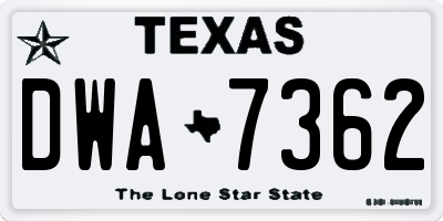 TX license plate DWA7362