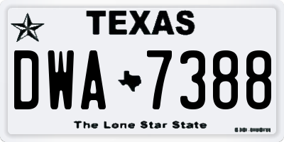 TX license plate DWA7388
