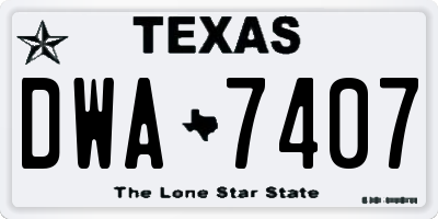 TX license plate DWA7407