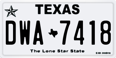TX license plate DWA7418