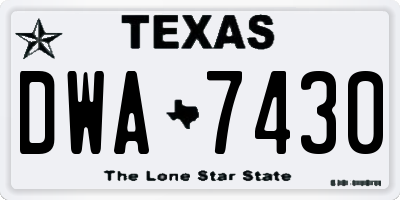 TX license plate DWA7430