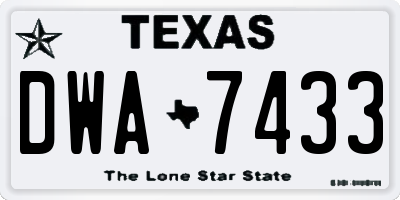 TX license plate DWA7433