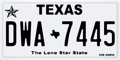 TX license plate DWA7445