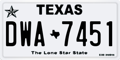 TX license plate DWA7451