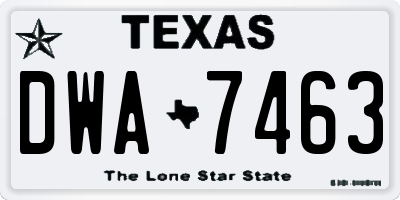 TX license plate DWA7463