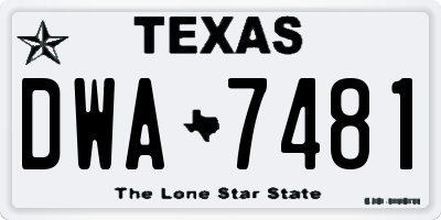 TX license plate DWA7481