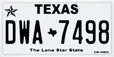 TX license plate DWA7498