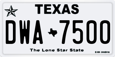TX license plate DWA7500