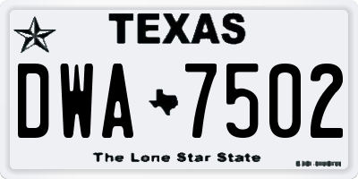 TX license plate DWA7502