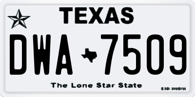 TX license plate DWA7509