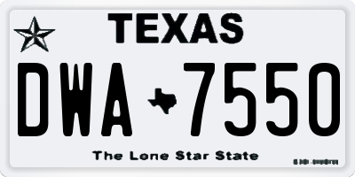 TX license plate DWA7550