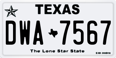 TX license plate DWA7567