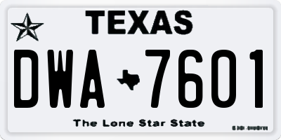 TX license plate DWA7601