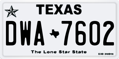 TX license plate DWA7602