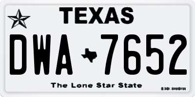 TX license plate DWA7652