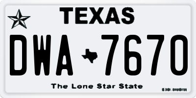 TX license plate DWA7670