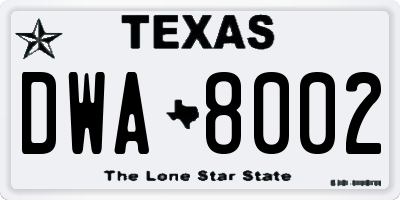 TX license plate DWA8002