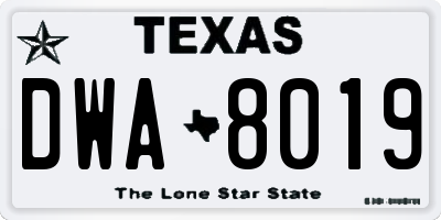 TX license plate DWA8019
