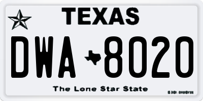 TX license plate DWA8020