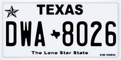 TX license plate DWA8026