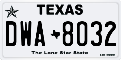 TX license plate DWA8032