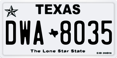 TX license plate DWA8035