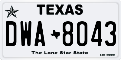 TX license plate DWA8043
