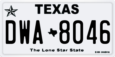 TX license plate DWA8046