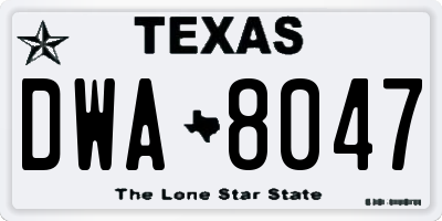 TX license plate DWA8047