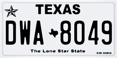 TX license plate DWA8049