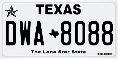 TX license plate DWA8088