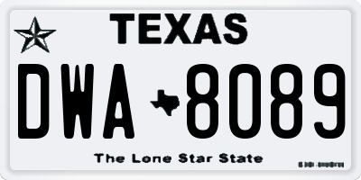TX license plate DWA8089