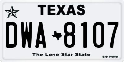 TX license plate DWA8107