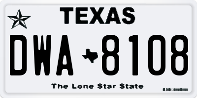 TX license plate DWA8108