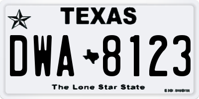 TX license plate DWA8123