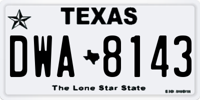 TX license plate DWA8143