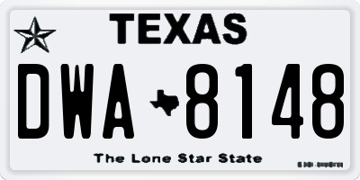 TX license plate DWA8148
