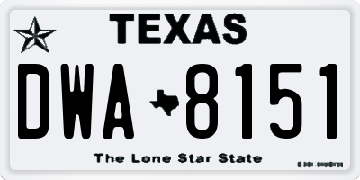 TX license plate DWA8151
