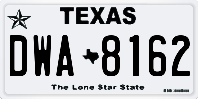 TX license plate DWA8162