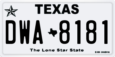 TX license plate DWA8181