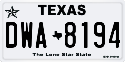 TX license plate DWA8194