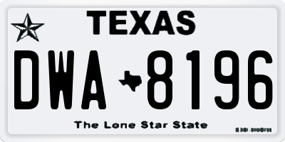 TX license plate DWA8196