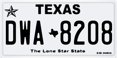TX license plate DWA8208