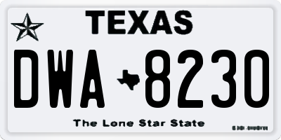 TX license plate DWA8230